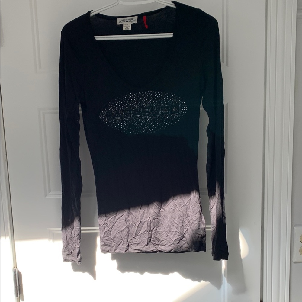 Parasuco Black and Blue Fitted Embellished Blouse